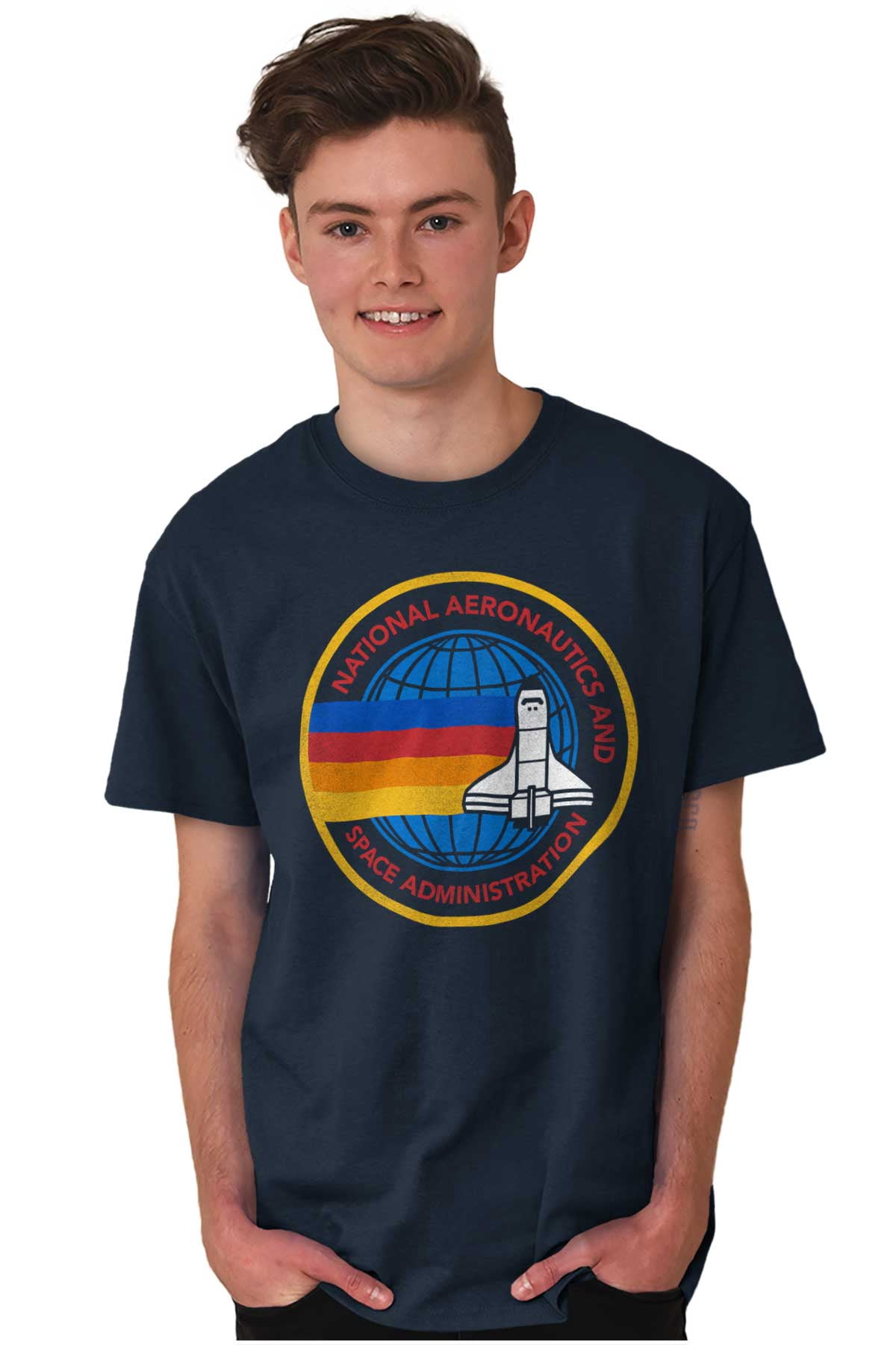 Retro NASA Space Shuttle Rainbow Men's Graphic T Shirt Tees Brisco ...