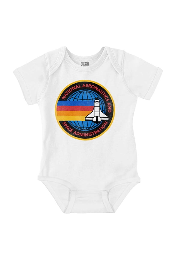 Retro NASA Space Shuttle Rainbow Romper Boys or Girls Infant Baby Brisco Brands 18M