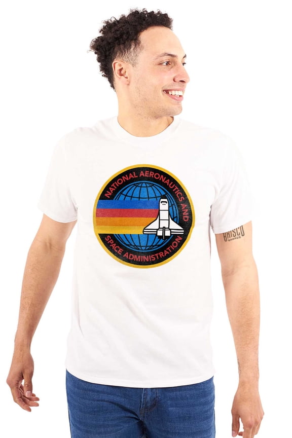 Retro NASA Space Shuttle Rainbow Unisex Plus Size Graphic Tee Brisco Brands 3X