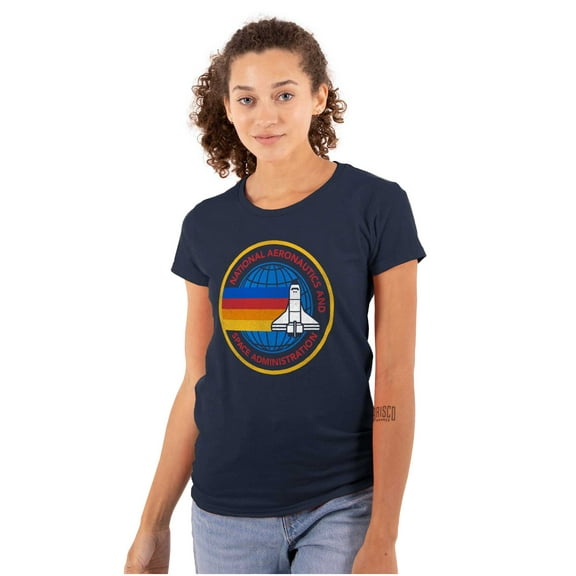 Retro NASA Space Shuttle Rainbow Women's T Shirt Ladies Tee Brisco Brands S