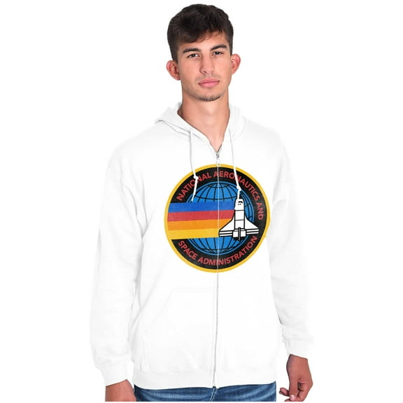 Retro NASA Space Shuttle Rainbow Zip Up Hoodie Men's Women's Brisco Brands L