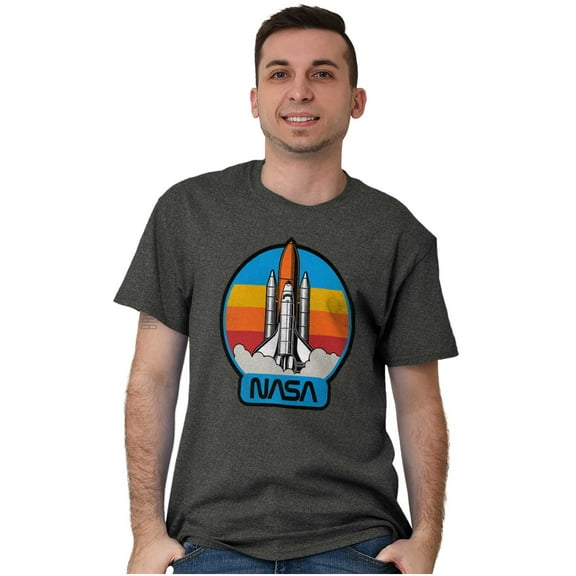 Retro NASA Worm Logo Rocket Launch Men's Graphic T Shirt Tees Brisco Brands X