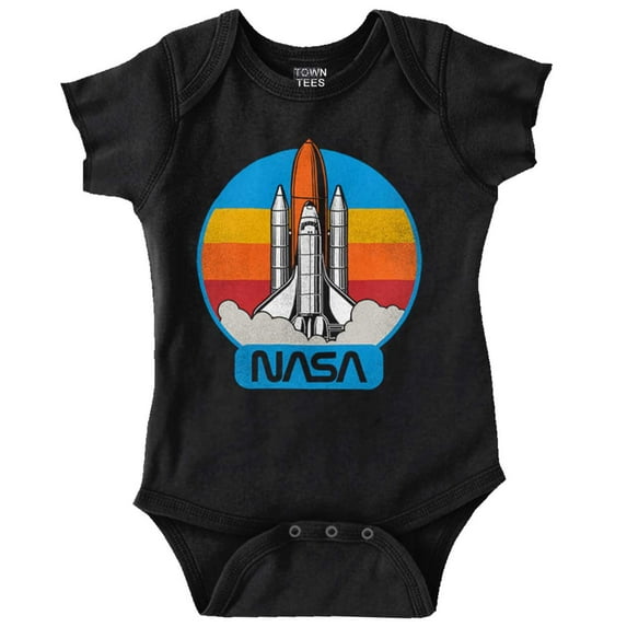Retro NASA Worm Logo Rocket Launch Romper Boys or Girls Infant Baby Brisco Brands 12M