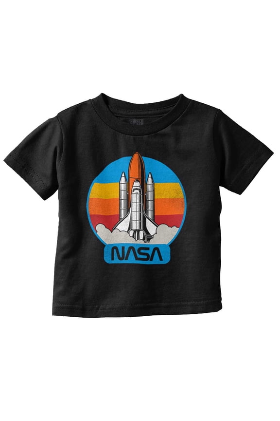 Retro NASA Worm Logo Rocket Launch Toddler Boy Girl T Shirt Infant Toddler Brisco Brands 3T