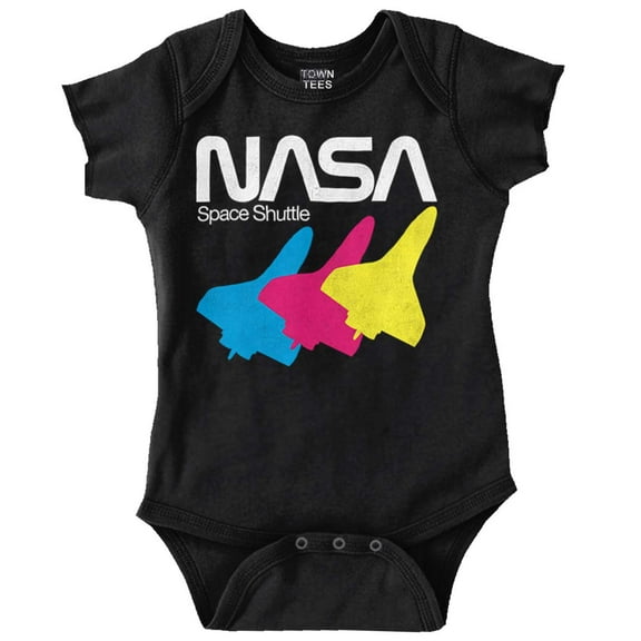 Retro NASA Worm Logo Space Shuttle Romper Boys or Girls Infant Baby Brisco Brands 6M