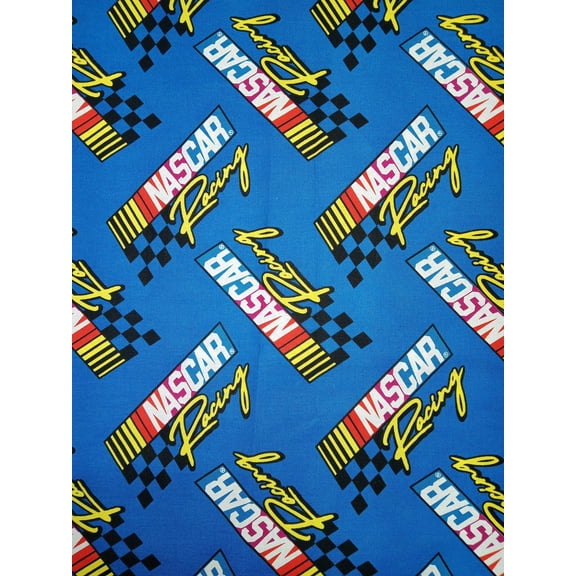 Retro NASCAR Racing Blue Cotton Fabric