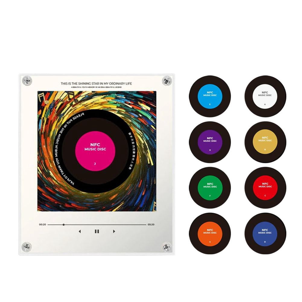 Retro NFC Music Fridge Magnets Set, 9 PCS Programmable Vinyl Record Player Stickers, Auto-Play Personalized Mini Music Box for Home & Office Gifts