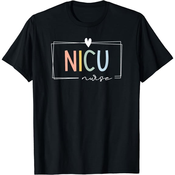 Retro NICU Nurse ICU Neonatal Rainbow Team Tiny Humans T-Shirt