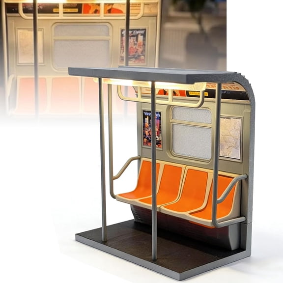 Retro NYC Subway Train Lamp - 3D Printed Mini Metro Desk Lamp with Warm LED Ambient Lighting, Aesthetic Desk Decor & Unique Gift for Train Enthusiasts