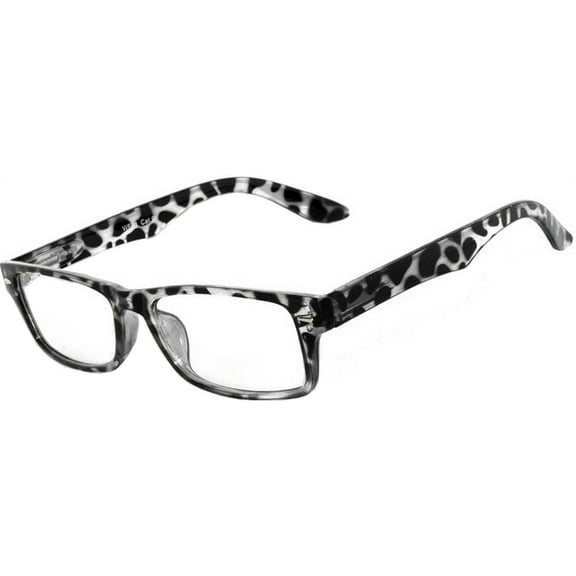 Retro Narrow Rectangular Glasses - Leopard Black Frame / Clear Lens