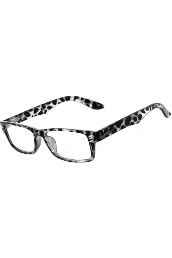 Retro Narrow Rectangular Glasses - Leopard Black Frame / Clear Lens