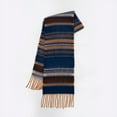 thumbnail image 1 of Retro Narrow Striped Scarf with Soft Fringe - Color-Block Gradient Winter Wrap for Men and Women, Lightweight Unisex Fashion Accessory,205*26 cm,Brown/Blue Stripe, 1 of 16