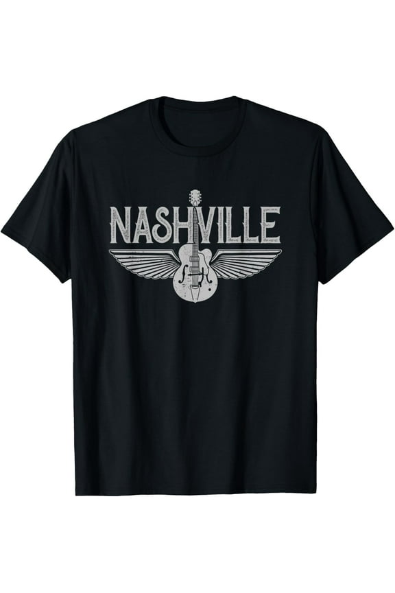Retro Nashville Tennessee Music City Vintage Guitar Souvenir T-Shirt Tops Tee