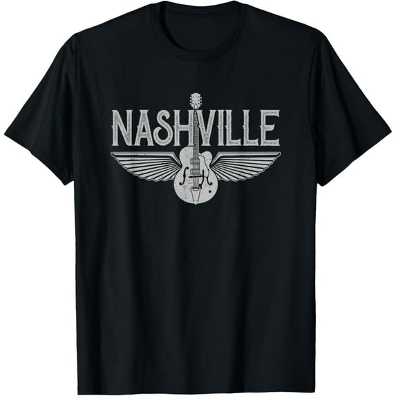 Retro Nashville Tennessee Music City Vintage Guitar Souvenir T-Shirt Tops Tee
