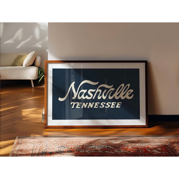 Retro Nashville Tennessee Wall Decor, Stretched Canvas 8x10in