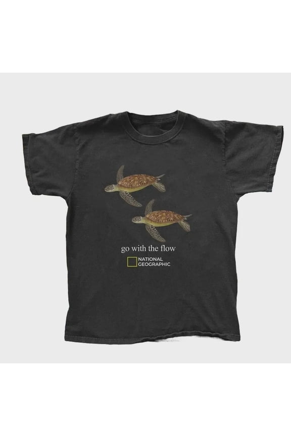 Retro National Geographic Seat Turtle 'go with the flow' reprint T-Shirt