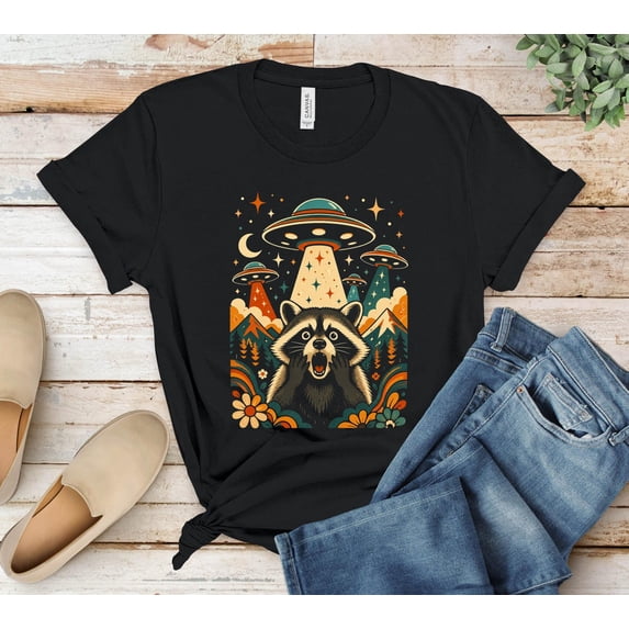 Retro Nature Nature Space Ufo Graphic T-Shirt Size S-5XL