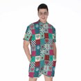 thumbnail image 1 of Retro Nautical Patchwork Pattern Short Sleeve Men'S Rompers Casual Summer Jumpsuits Outfit, 1 of 4