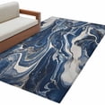 thumbnail image 1 of Retro Navy Blue White Large Area Rugs for Bedroom Living Room, Soft Non Slip Carpet Bedside Rug, Marble Abstract Art Rectangular Floor Cover Kitchen Accent Rug 2.7'x5' for Dining Room/Office, 1 of 9