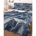 thumbnail image 1 of Retro Navy Blue White Twin XL Size Down Alternative Comforter, Lightweight Comforter Quilt Bedding Set with Pillow Shams Marble Abstract Art All Seasons Bed Comforter Duvet Insert 68"x98", 1 of 7