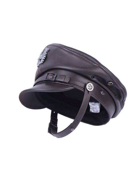 Retro Navy Peaked Sailor Cap German Caps For Men Male Genuine Leather Grey Flat Top Hats European Chapeau ,Unisex