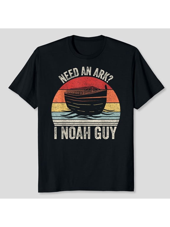 Retro Need An Ark? I Noah Guy Christian Gifts Pun Funny T-Shirt Men's And Women's Graphic Tee 100% Cotton by TBun, Full Sizes S-5XL