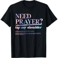 thumbnail image 1 of Retro Need Prayer Tap My Shoulder Christian T-Shirt Inspirational Religious Message Graphic Tee for Men Women Aesthetic Spiritual Faith Apparel, 1 of 6