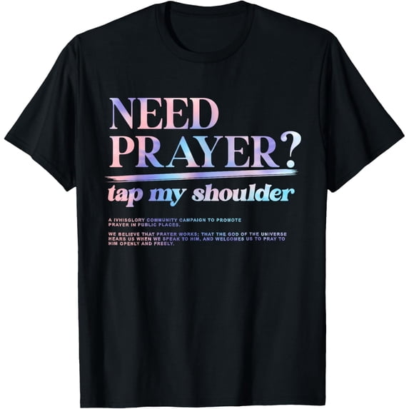 Retro Need Prayer Tap My Shoulder Christian T-Shirt Inspirational Religious Message Graphic Tee for Men Women Aesthetic Spiritual Faith Apparel