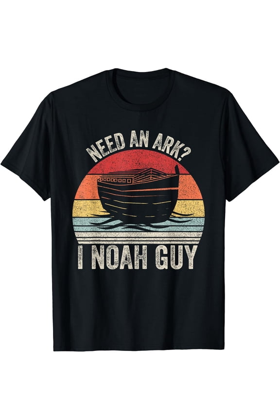 Retro Need an Ark I Noah Guy Shirt Christian Gifts Pun Funny T-Shirt Black Small