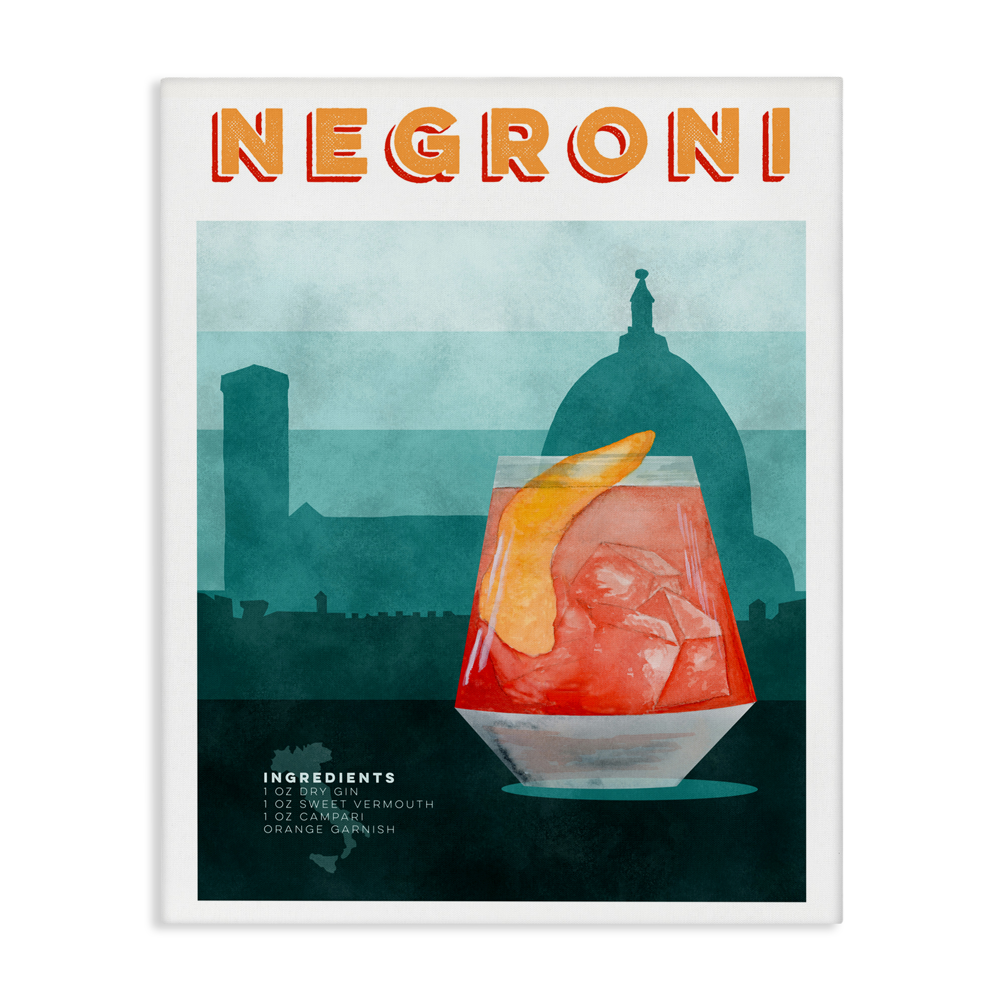 Retro Negroni & Architecture Canvas Wall Art, design by Brett Blumenthal