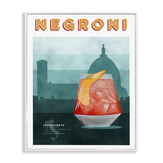 Stupell Industries Victorian Retro Negroni & Architecture White Framed Giclee Art, 11 x 14, by Brett Blumenthal