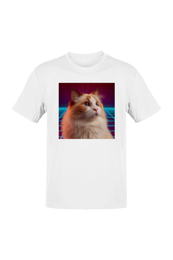 Retro Neon Cat Portrait Men's T-shirt