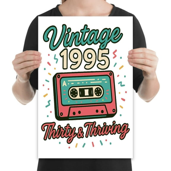 Retro Neon Revival, 13x19 Art Print, 30th Birthday Wall Decor for 1990s Neon Nostalgia