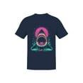 thumbnail image 1 of Retro Neon Shark Attack Design Men's T-shirt, 1 of 3