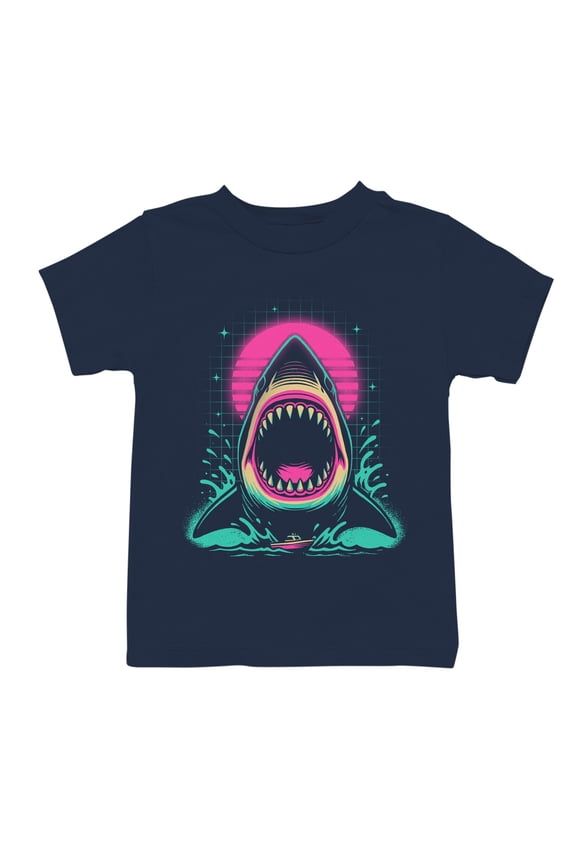 Retro Neon Shark Attack Design Youth's T-shirt