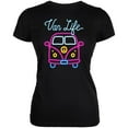 thumbnail image 1 of Retro Neon Sign Van Life Bus Juniors Soft T Shirt Black MD, 1 of 1