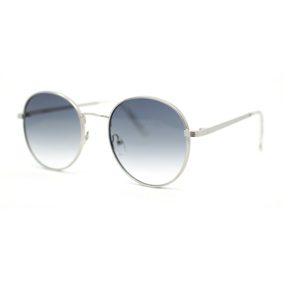 Retro Nerdy Round Thick Metal Rim Fashion Sunglasses Silver - Smoke