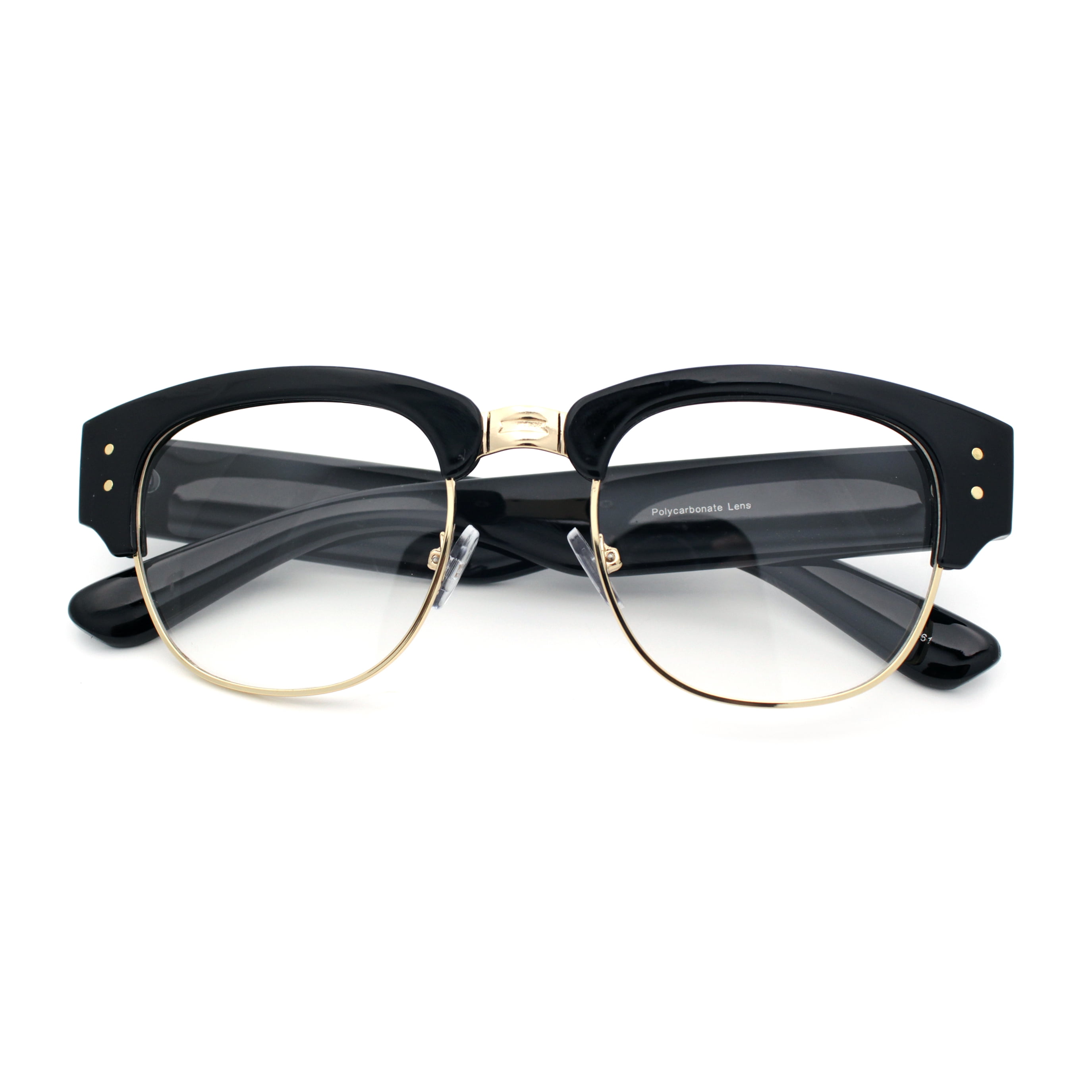 Retro Nerdy Thick Half Rim Hipster DJ Clear Lens Fashion