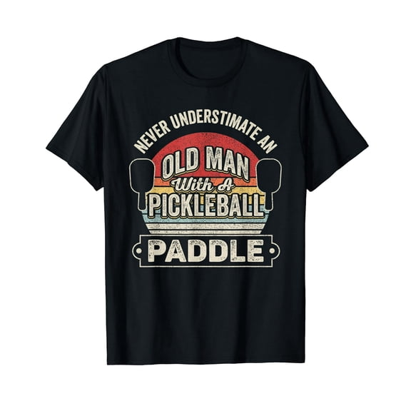 Retro Never Underestimate Old Man With Pickleball Paddle T-Shirt