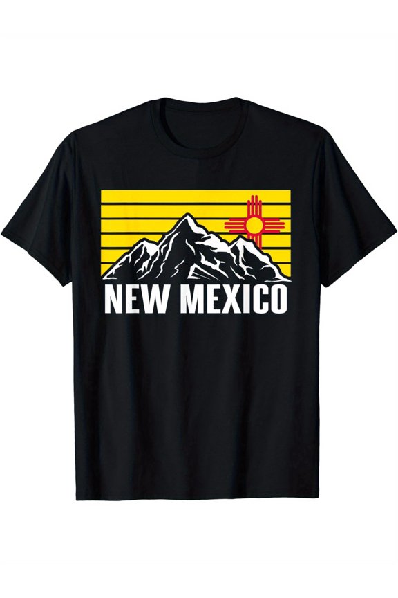 Retro New Mexico T-Shirt Vintage Zia Sun Symbol Mountain Graphic Tee Southwest Souvenir Apparel for Men and Women