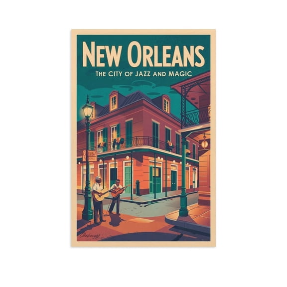 Retro New Orleans City Poster Vintage Southern City Tourism Art for Walls Canvas Poster
