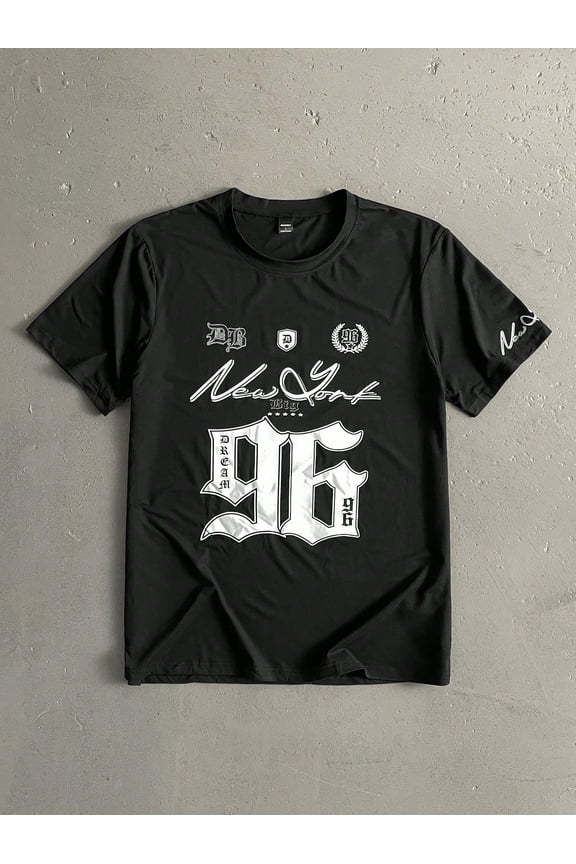 Retro New York 96 Graphic T-Shirt Vintage Gothic Style Streetwear Casual Short Sleeve Top for Men Women Unisex Black