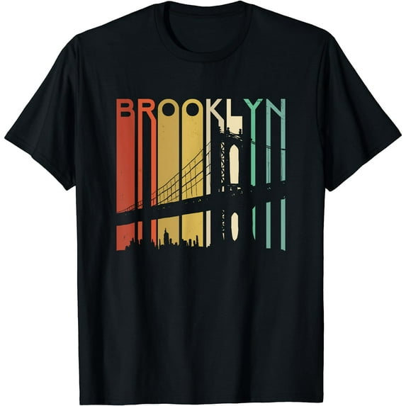 Retro New York Brooklyn Bridge Vintage City Skyline NYC NY T-Shirt Black 4X-Large