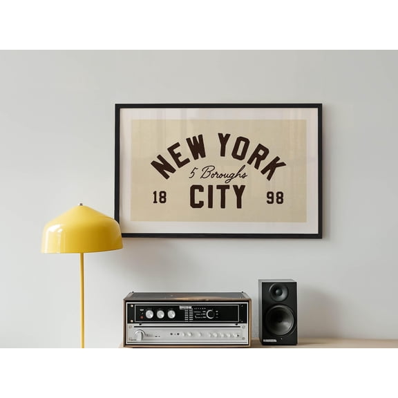 Retro New York City 5 Boroughs Empire State Travel Wall Art Decor Stretched Canvas 8x10in