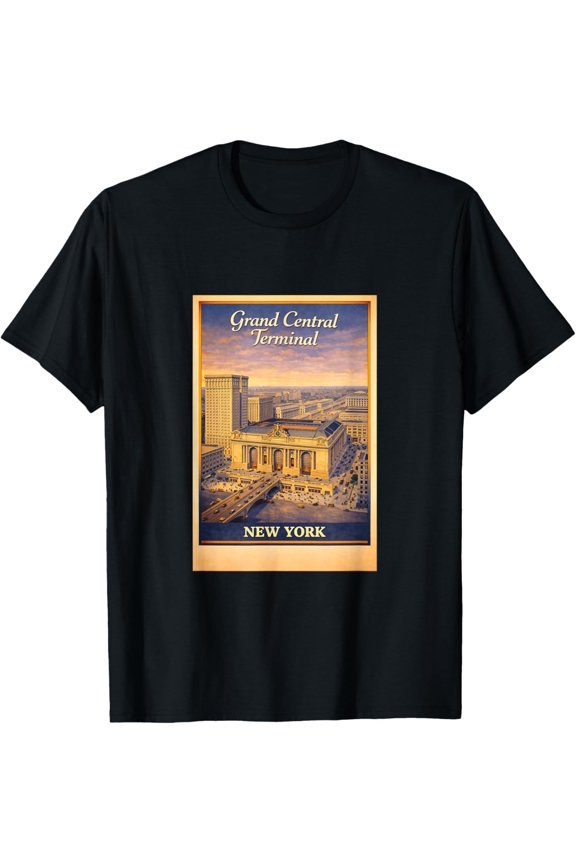 Retro New York City Grand Central Terminal Aerial Travel Art Unisex T-Shirt