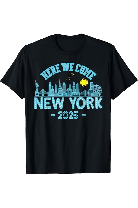 Retro New York City Skyline 2025 Graphic T-Shirt - Vintage NYC Vacation Souvenir Apparel - Men Women Unisex Short Sleeve Tee