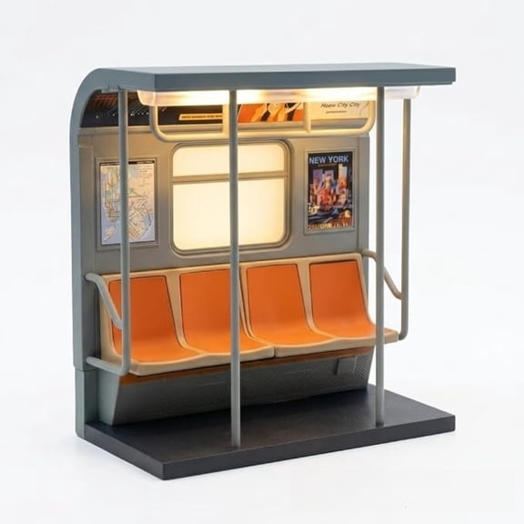 Retro New York City Subway Car Miniature Desk Lamp, Warm LED Mood Night Light for Home Decor