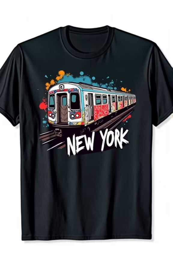 Retro New York City Subway Graffiti Street Art Graphic T-Shirt Urban NYC Train Design Unisex Short Sleeve Tee