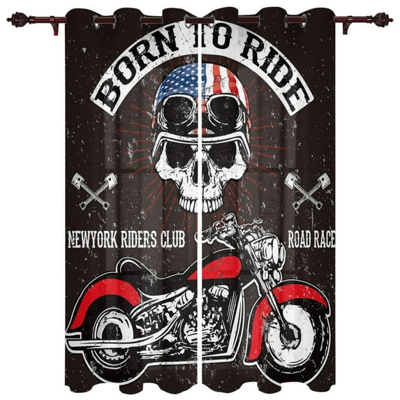 Retro New York Motorcycle Window Curtain For Living Room Bedroom Home Decor Kitchen For Window Drapes