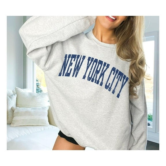 Retro New York Sweatshirt, Minimalist NYC Lover Crewneck, Distressed Vintage NY City Souvenir Shirt